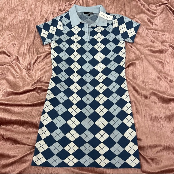 Pacsun Kendall and Kylie Blue Argyle Knit Mini Dress - Picture 4 of 6